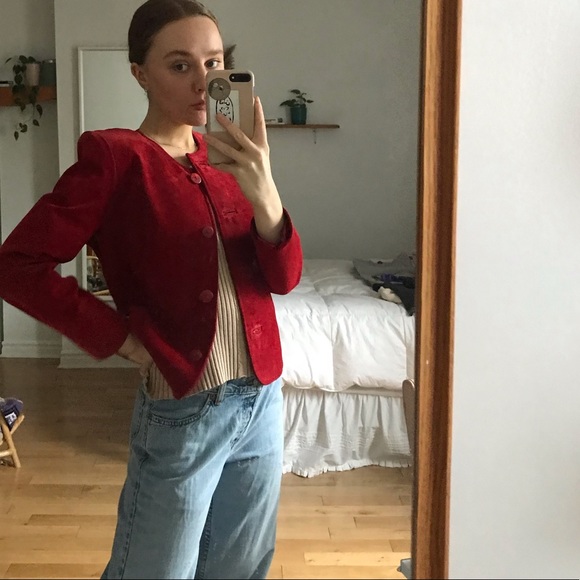 Vintage Danier Red Suede Jacket - Picture 8 of 9